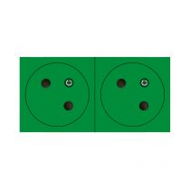 Double prise 2P+T Surface Mosaic Link raccordement latéral 4 modules - vert (077162L)