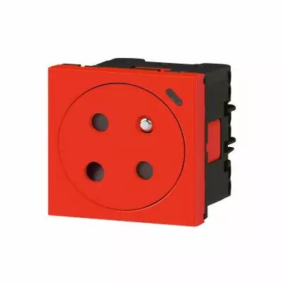 Prise 2P+T Surface � voyant � d�trompage Mosaic Link racc lat�ral 2 mod -rouge (077171L)