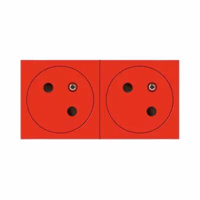 Prise 2x2P+T Surface Mosaic Link � raccordement lat�ral 4 modules - rouge (077172L)