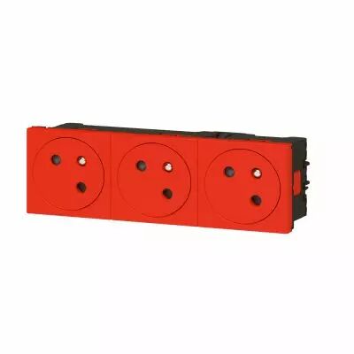 Prise 3x2P+T Surface Mosaic Link � raccordement lat�ral 6 modules - rouge (077173L)