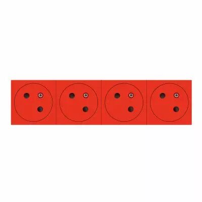 Prise 4x2P+T Surface Mosaic Link � raccordement lat�ral 8 modules - rouge (077174L)