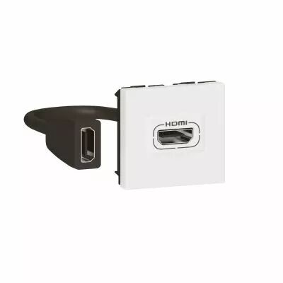 Prise HDMI Type-A version 2.0 pr�connectoris�e Mosaic 2 modules - blanc (078979L)