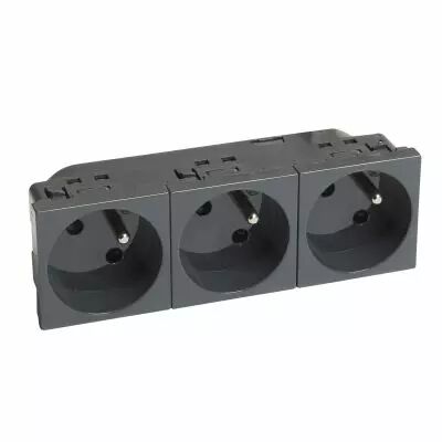 Triple prise 2P+T � 45� pr�c�bl�es IK07 Mosaic - bornes auto - anthracite - 6mod (079163)