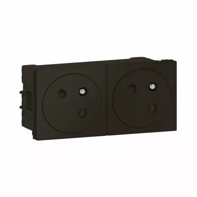 Double prise 2P+T Surface Mosaic Link raccordement lat�ral 4 modules -noir mat (079192L)