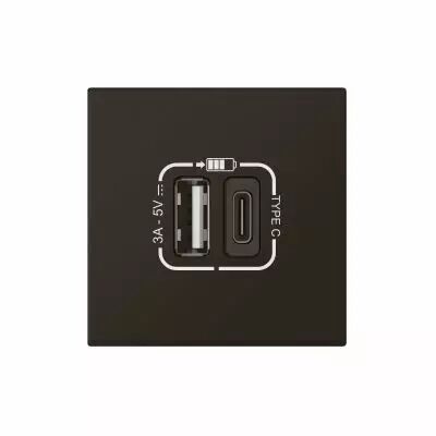 Chargeur USB Type-A + USB Type-C 3A 15W Mosaic Link 230V - 2 modules noir mat (079193L)