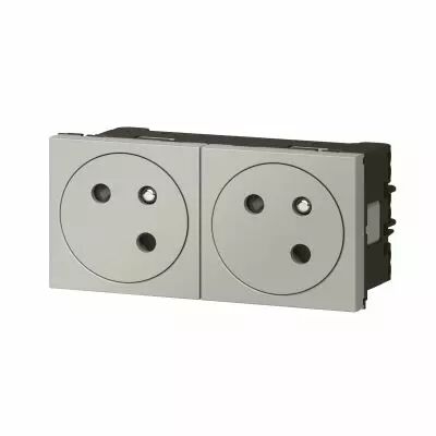 Prise 2x2P+T Surface Mosaic Link � raccordement lat�ral 4 modules - alu (079272L)
