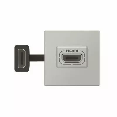 Prise HDMI Type-A version 2.0 pr�connectoris�e Mosaic 2 modules - alu (079279L)