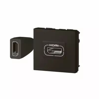 Prise HDMI Type-A version 2.0 pr�connectoris�e Mosaic 2 modules - noir mat (079479L)