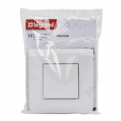 Poussoir simple Mosaic 6A blanc complet avec plaque (099202)
