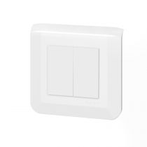 Double interrupteur ou va-et-vient Mosaic 10A à griffes blanc avec plaque (099211)