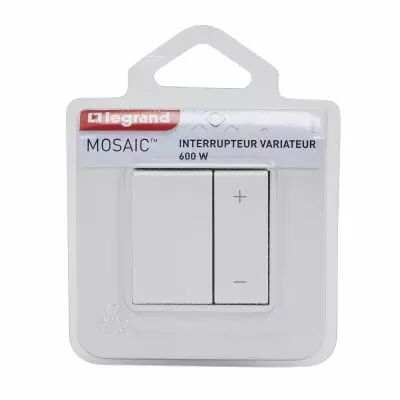 Variateur Mosaic 600W � griffes blanc complet avec plaque (099212)