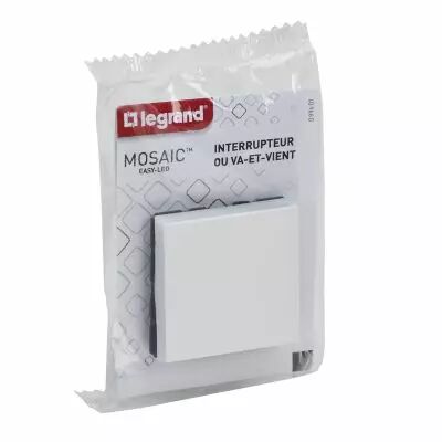 Interrupteur ou va-et-vient Mosaic Easy-Led 10A 2 modules - blanc (099401)