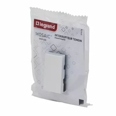 Interrupteur ou va-et-vient t�moin voyant Mosaic Easy-Led 10A 1 module - blanc (099404)