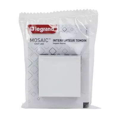 Interrupteur ou va-et-vient t�moin voyant Mosaic Easy-Led 10A 2 modules - blanc (099405)