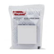 Interrupteur ou va-et-vient témoin voyant Mosaic Easy-Led 10A 2 modules - blanc (099405)