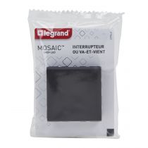 Interrupteur ou va-et-vient Mosaic Easy-Led 10A 2 modules - noir mat (099441)