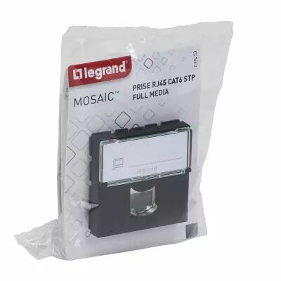 Prise RJ 45 multim�dia Mosaic cat�gorie6 STP 2 modules - noir mat (099453)
