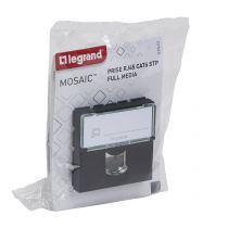 Prise RJ 45 multimédia Mosaic catégorie6 STP 2 modules - noir mat (099453)