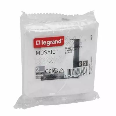 Plaque Mosaic avec support � griffes pour 2 modules - blanc (099471)