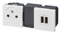 Prise Surface + chargeur 2 USB TypeA Mosaic précâblée 5 modules - blanc (099605)