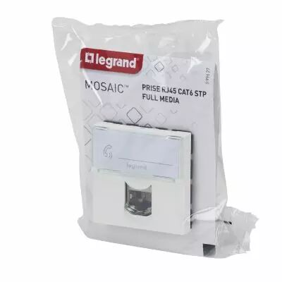 Prise RJ 45 multim�dia Mosaic cat�gorie6 STP 2 modules - blanc (099627)