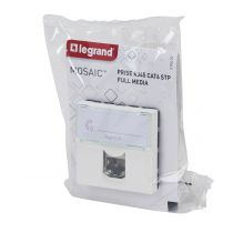 Prise RJ 45 multimédia Mosaic catégorie6 STP 2 modules - blanc (099627)