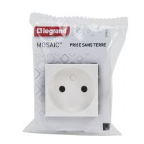 Prise de courant sans terre Mosaic blanc - 2 modules (099641)