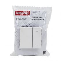 Interrupteur variateur Mosaic 600W 2 modules - blanc (099687)
