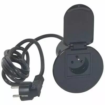 Module de bureau encastr� avec 1 prise 2P+T - noir (054051)