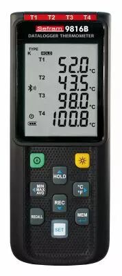 Thermom�tre 4 entr�es 4 afficheur. Thermocouple de type K,J,E,T,N,R,S, Bluetooth (SEFRAM9816B)