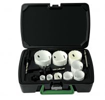 Coffret de 9 scies trépans cobalt 19-22-29-35-38-44-51-57-64 mm avec arbres (071106)