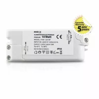 alim 12v dc 0.85a 10w ip50 5ans (7540)