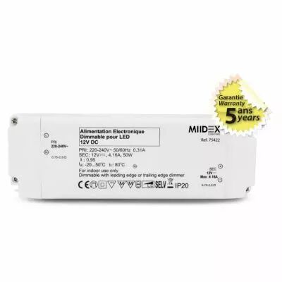 alim 12v dc dim coupure phase 50w ip20 5ans (75422)
