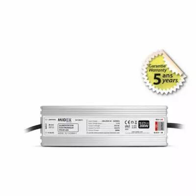 alim 12v dc lumineux 200w ip67 5ans (100475)