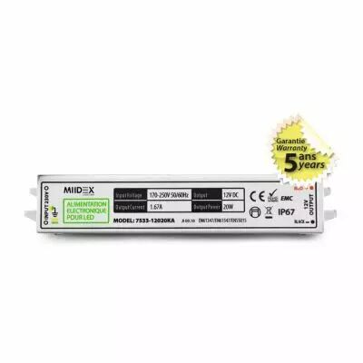 alim 12v dc lumineux 20w ip67 5ans (7533)