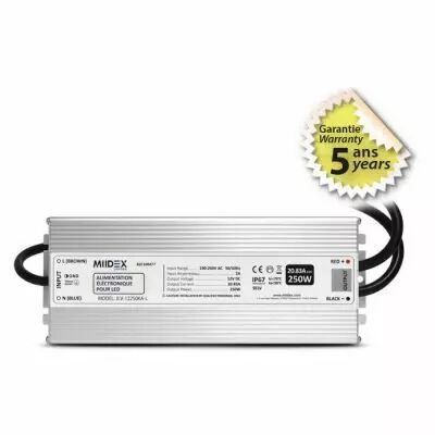 alim 12v dc lumineux 250w ip67 5ans (100477)