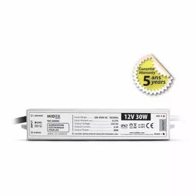 alim 12v dc lumineux 30w ip67 5ans (100465)