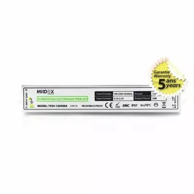 alim 12v dc lumineux 30w ip67 5ans (7534)