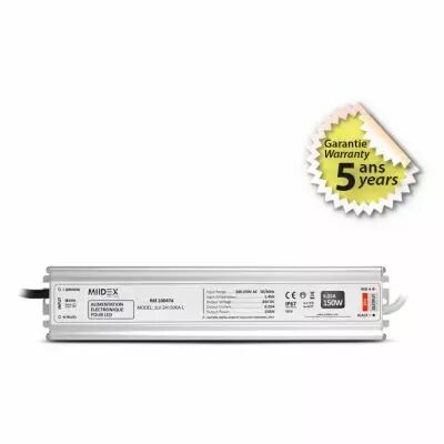alim 24v dc lumineux 150w ip67 5ans (100474)