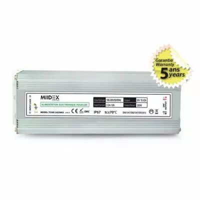 alim 24v dc lumineux 250w ip67 5ans (75385)
