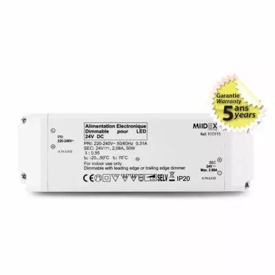 alim led 24v dc dim coupure phase 50w ip20 (100115)