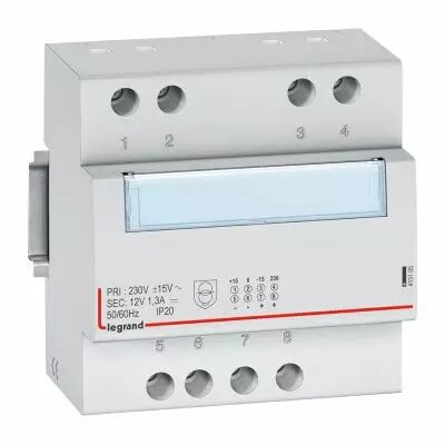 Alimentation redress�e filtr�e monophas�e 230V~/12V= -15 W -1,3A - 5 modules DIN (413105)