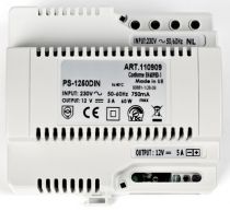 Alimentation secteur 230vac/12vcc 5a,fixation din et à vis 6 modules (PS1250DIN)