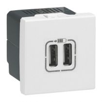 Alimentation USB 230 V / 5 V - 2 ports - 2 modules - blanc (077594)