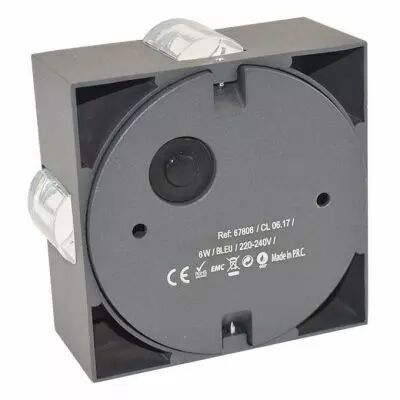 applique murale led 6w carre 4 diffuseurs bleu ip54 gris anthracite (67806)