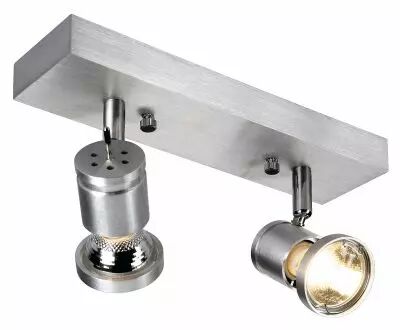 ASTO, applique et plafonnier int�rieur, double, alu bross�, GU10/QPAR51, 2x 75W max (147442)