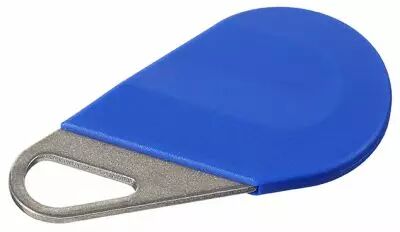 Badge hexact type porte cl� de couleur bleu (HECV2B)
