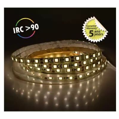 bandeau blc 4000k 5m 60led 10,5w/m ip65 12v pu boite 5ans (751664)