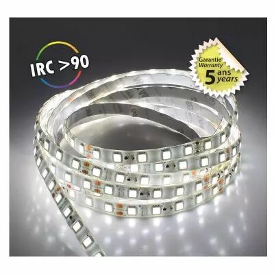 &bandeau blc 6000k 5m 60led 12.4w/m ip65 24v pu boite 5ans (751662)