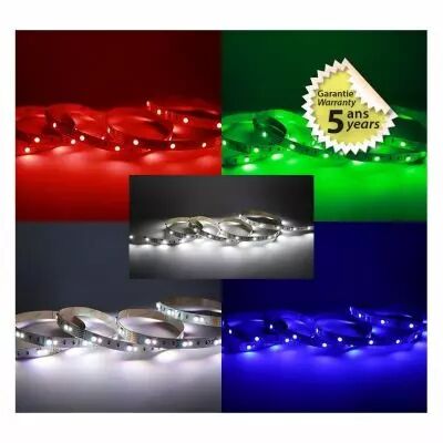 bandeau blc rgb + 4000k 5m 70led 13w/m  ip20 24v 5ans (100709)